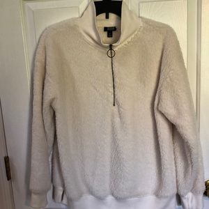 a.n.a a new approach fuzzy off white quarter zip Women’s Medium sweater.